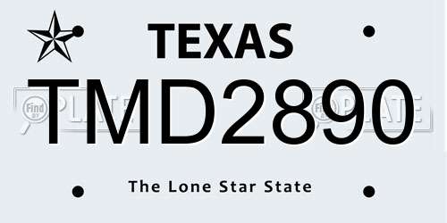 TMD2890 Texas License Plate