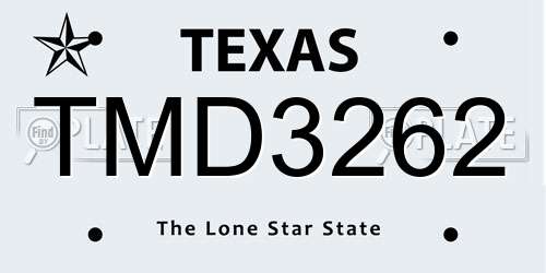 TMD3262 Texas License Plate