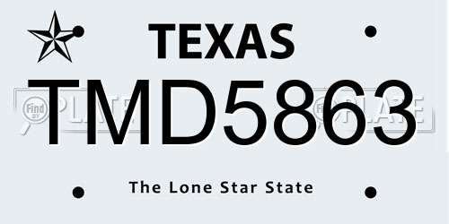 TMD5863 Texas License Plate