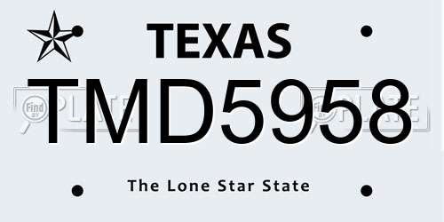 TMD5958 Texas License Plate