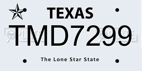 TMD7299 Texas License Plate