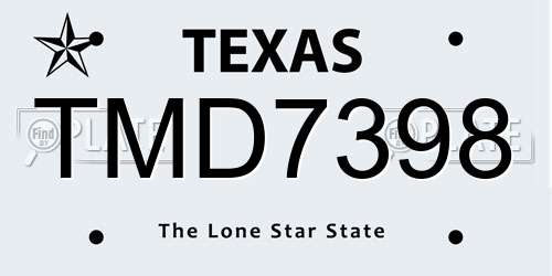 TMD7398 Texas License Plate