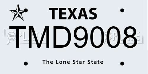 TMD9008 Texas License Plate