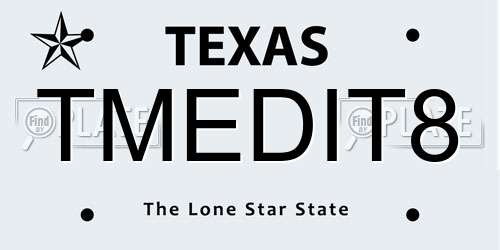 TMEDIT8 Texas License Plate