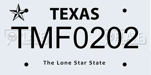 TMF0202 Texas License Plate