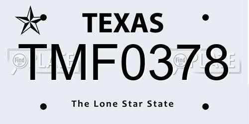 TMF0378 Texas License Plate