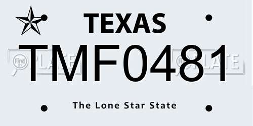 TMF0481 Texas License Plate