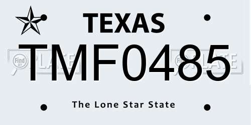 TMF0485 Texas License Plate