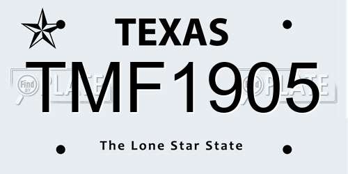 TMF1905 Texas License Plate