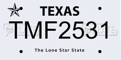 TMF2531 Texas License Plate