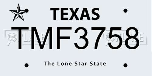 TMF3758 Texas License Plate