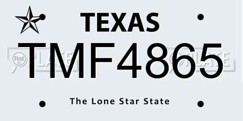 TMF4865 Texas License Plate