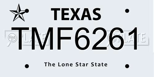 TMF6261 Texas License Plate