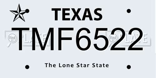 TMF6522 Texas License Plate