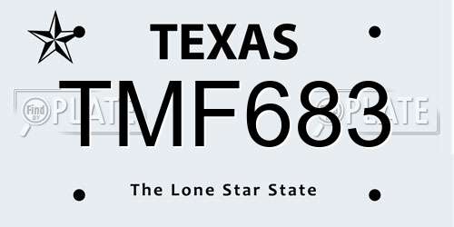 TMF683 Texas License Plate