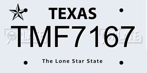 TMF7167 Texas License Plate