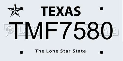 TMF7580 Texas License Plate
