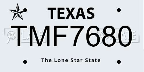 TMF7680 Texas License Plate