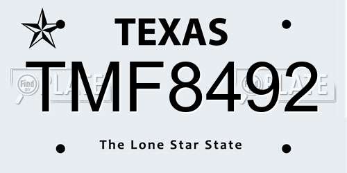 TMF8492 Texas License Plate