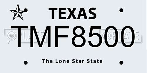 TMF8500 Texas License Plate