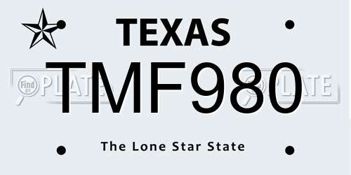 TMF980 Texas License Plate
