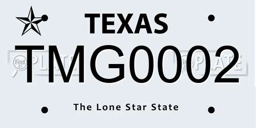 TMG0002 Texas License Plate