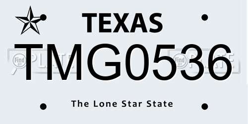 TMG0536 Texas License Plate