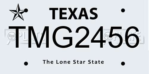 TMG2456 Texas License Plate
