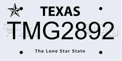 TMG2892 Texas License Plate