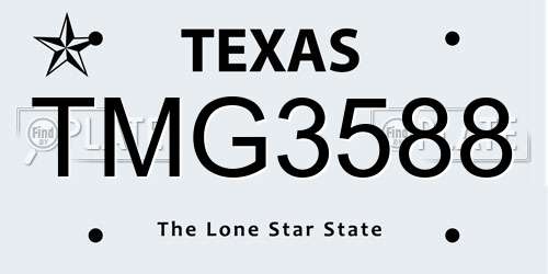 TMG3588 Texas License Plate