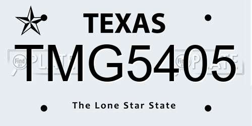 TMG5405 Texas License Plate
