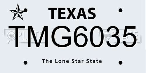 TMG6035 Texas License Plate