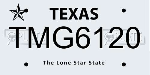 TMG6120 Texas License Plate