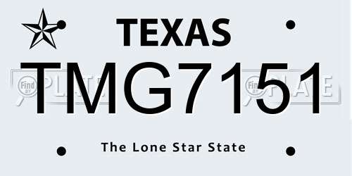 TMG7151 Texas License Plate
