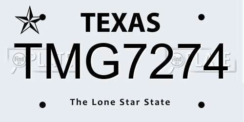 TMG7274 Texas License Plate