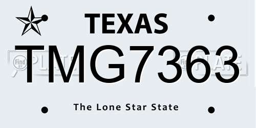 TMG7363 Texas License Plate