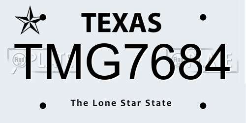 TMG7684 Texas License Plate