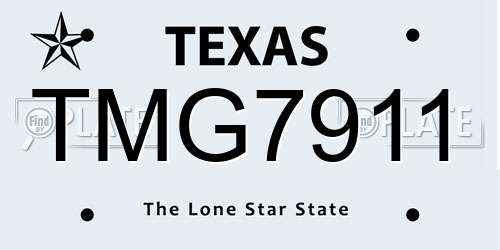 TMG7911 Texas License Plate