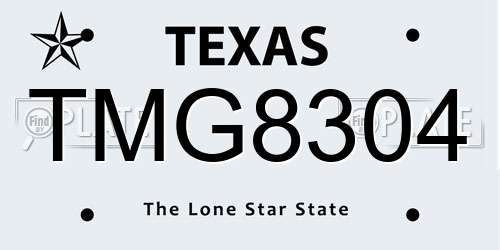 TMG8304 Texas License Plate