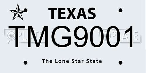 TMG9001 Texas License Plate