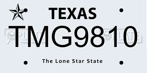 TMG9810 Texas License Plate