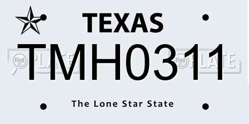 TMH0311 Texas License Plate