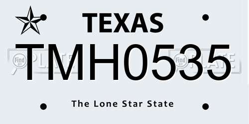TMH0535 Texas License Plate
