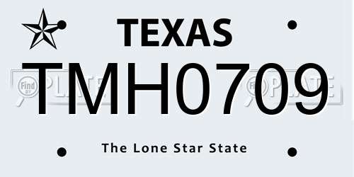 TMH0709 Texas License Plate