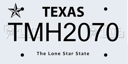 TMH2070 Texas License Plate