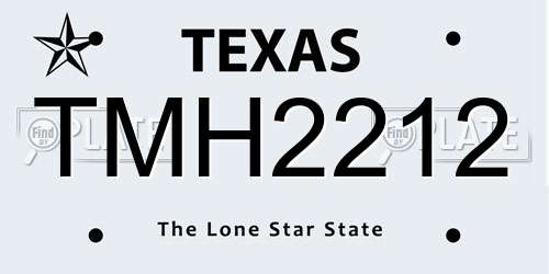 TMH2212 Texas License Plate