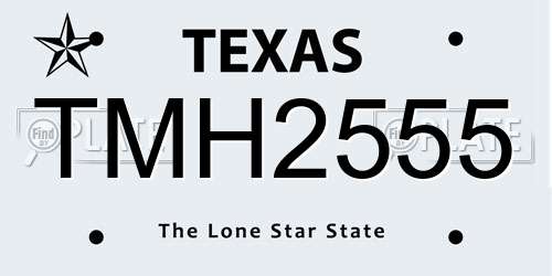 TMH2555 Texas License Plate