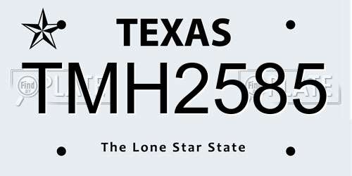 TMH2585 Texas License Plate