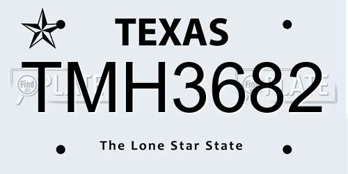 TMH3682 Texas License Plate