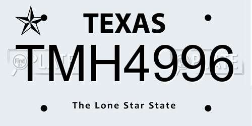 TMH4996 Texas License Plate
